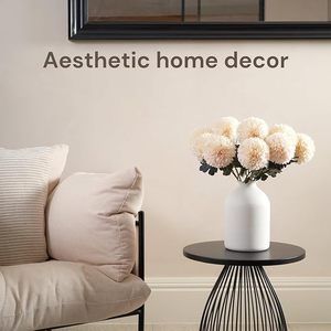 פרחי קיקו גדולים בצבע בז', 10 גבעולים עם אגרטל, פרחי משי בכמות גדולה, זר בסגנון בוהו, קישוט מרכזי לשולחן אוכל, חדר אמבטיה - Product Image 4