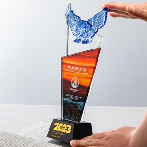 Crystal <b>Trophy</b> With Eagle Top Laser <b>Engraved</b> Uv Printing Various Sizes Durable Business Gift For Company Awards - Product Image 3