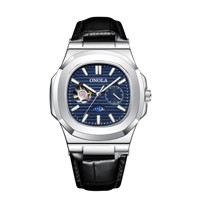 ONOLA 3855 Montre squelette de luxe pour homme, tourbillon mécanique de haute qualité avec phase de lune, étanche, affichage soleil-lune-étoiles