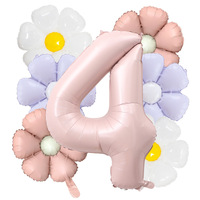 Décorations de fête d'anniversaire Daisy 5 ans, ballon chiffre rose 40 pouces, décorations de fête d'anniversaire pour fille de 5 ans
