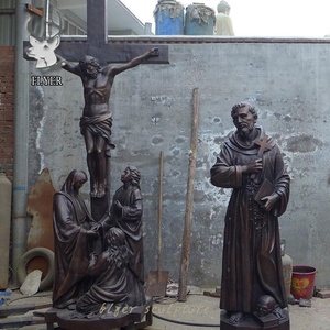 Estatua de bronce de pintura colorida para decoración de la Iglesia, escultura de San JoJo con niño, Jesús - Product Image 3