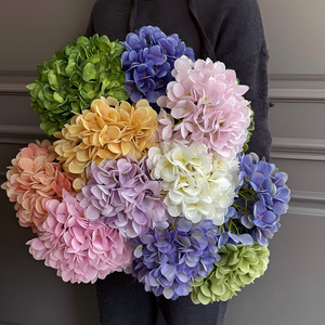 ดอกไฮเดรนเยียสีขาวเหมือนจริง ขายส่ง ก้านเดี่ยว 70 ซม. ดอกไม้ประดิษฐ์จากผ้าไหม สำหรับตกแต่งบ้าน งานแต่งงาน และงานจัดดอกไม้ - Product Image 6