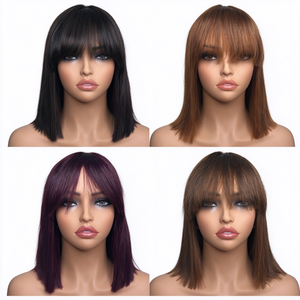 Letsfly วิกผมบ๊อบแบบมีหน้าม้า ราคา $35 ผมแท้เวียดนาม 1x3 Lace Bang Wig ขนาด 10 นิ้ว ผมตรงแบบ Bone Straight พร้อมหน้าม้า ขายส่ง มีสินค้าในสต็อก - Product Image 1