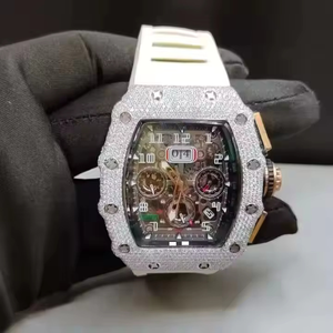 Reloj de Lujo Antiguo Cuadrado con Diamantes VVS de Alta Calidad, en Acero Inoxidable, Unisex, con Movimiento Automático de Moissanita - Product Image 1