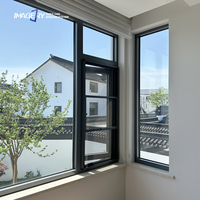 Ventanas Abatibles de Aluminio con Rotura de Puente Térmico, Diseño Simple, Insonorizadas, Apertura Exterior, con Malla de Acero Inoxidable para el Hogar