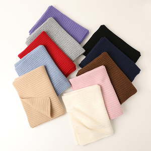 Cổ Phiếu Bán Buôn Merino Len Khăn 30*180Cm Rắn Màu Gân Dệt Kim Chiếc Khăn Mùa Đông Ngoài Trời Giữ Ấm - Product Image 1