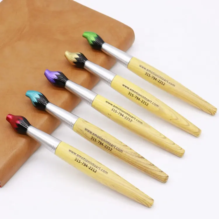 Novelty eco friendly painting brush shaped Wooden pen for child gift