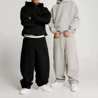 Survêtements surdimensionnés personnalisés pour hommes, en molleton épais 500 g/m², coupe ample et droite, ensemble pantalon de survêtement et sweat à capuche