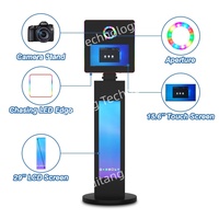 Machine photomaton instantanée DSLR en métal de 15,6 pouces avec fonction selfie et compatibilité smartphones pour événements festifs GT