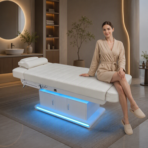Lit de beauté électrique de luxe à 4 moteurs avec base d'éclairage LED ambiant 195 cm, table de massage professionnelle pour spa médical - Product Image 4
