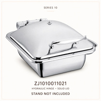 Halve maat glazen deksel soft close inductie commerciële buffetuitrusting roestvrijstalen voedselwarmer hydraulische chafing dish