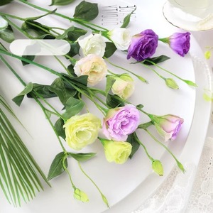 <b>Artificial</b> Lisianthus Flowers <b>Bouquet</b> Silk High Simulation Wedding Home Decor Ivory Light Pink Pale Green Champagne Light Blue - Product Image 3