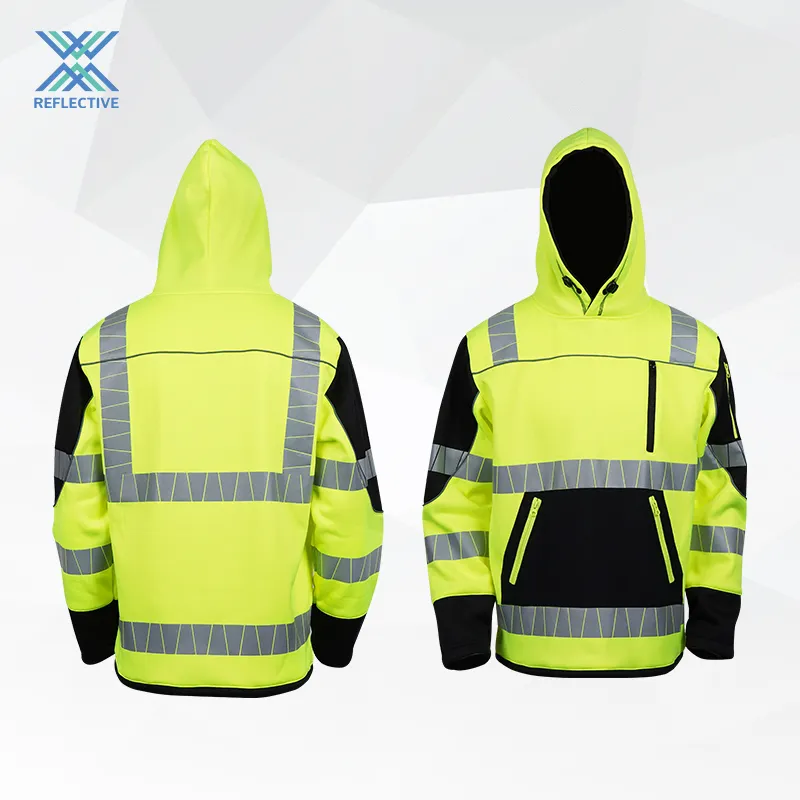 Lx nóng bán cao khả năng hiển thị an toàn phản quang hoodie Waring hi-vis an toàn làm việc Coat với dải phản quang