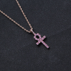 rose <b>cross</b> pendant, hip hop simple and versatile life charm, zirconium <b>cross</b> necklace. - Product Image 1