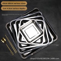 Plateaux commerciaux en acier inoxydable, carrés et rectangulaires, pour barbecue, repas, cuisson à la vapeur, riz, couleur unie, électro-plaqués, de qualité alimentaire