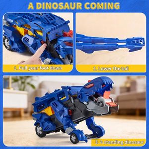 Jouet de transport à friction EPT pour tout-petits, <span class=keywords><strong>camion</strong></span> monstre dinosaure de course avec 2 voitures - Product Image 5