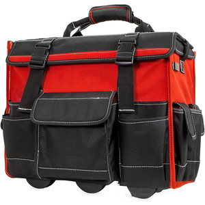 Heavy Duty Tool <b>Bag</b> Portable Rolling Tool Storage Organizer Tote <b>Bag</b> <b>with</b> Telescoping Handle and <b>Wheels</b> - Product Image 5