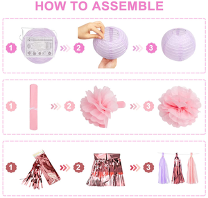 Dekorasi Pesta Ulang Tahun Gadis Ungu dengan Balon Ungu, Spanduk Selamat Ulang Tahun, Hiasan Gantung Kupu-kupu, Lentera Kertas - Product Image 6