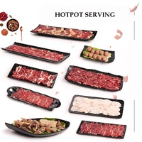 Assiette rectangulaire en mélamine noire de 12,5 pouces pour la restauration, qualité alimentaire, vente en gros, pour servir les sushis