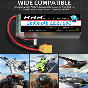 Nouvelle batterie Lipo HRB 6S 22,2V Drone 1800-22000mAh Pièces RC Fabriquées dans le Zhejiang en Chine - Product Image 3
