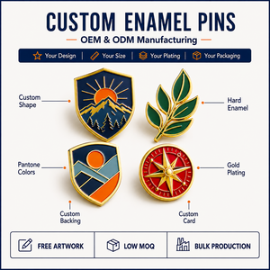 Ensemble de badges en émail dur personnalisés, compas botanique de montagne, badges en métal plaqué or - Product Image 4