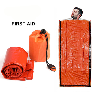 Saco de Dormir de Emergencia, Manta Térmica de Película de Aluminio PE con Silbato, Naranja, Equipo de Rescate para Campamento al Aire Libre - Product Image 1