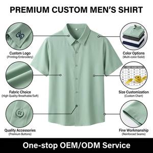 Camicia da uomo primaverile a maniche corte, casual, traspirante, in seta ghiaccio, ad asciugatura rapida, non stirabile, con bottoni singoli - Product Image 3