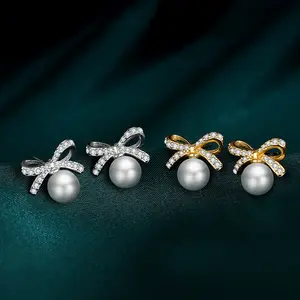 Wholesale OEM/ODM Custom Fashion Jewelry Ladies 925 Silver Pearl Earrings