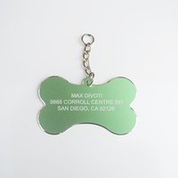 Etiquetas de Metal grabadas para perro, identificación de Mascota, Collar, forma de hueso, grabado láser, identificación de perro, con anillo