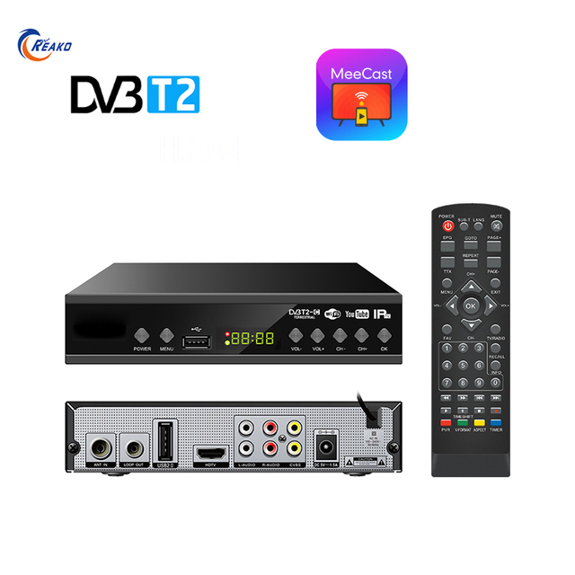Russia Africa DVB-T2 FTA MeeCast Set Top Box Multi-Language Support FTA DVB-T2 Receiver for Digital TV Free-to-Air TV Satellite