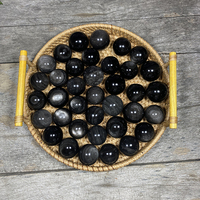 Boules de cristal naturelles en obsidienne argentée, polies à la main, de 20 à 120 millimètres, utilisées pour la guérison, le Feng Shui et le bricolage.
