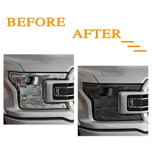 Fari auto protezione tinta <span class=keywords><strong>pellicola</strong></span> fumo nero <span class=keywords><strong>trasparente</strong></span> adesivo frontale in TPU per Ford F150 2015-2020 Raptor SVT accessori - Product Image 2