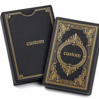 Cartes à jouer promotionnelles personnalisées pour la finance, cadeau d'entreprise haut de gamme, papier à noyau noir avec logo en feuille d'or