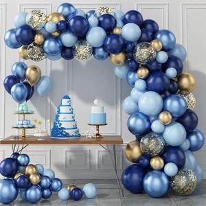 Ensemble de ballons d'anniversaire pour fête prénatale, décorations de fête, <span class=keywords><strong>arche</strong></span> ronde en métal <span class=keywords><strong>pastel</strong></span> <span class=keywords><strong>bleu</strong></span> foncé - Product Image 1