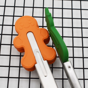 Accessoires de cuisine à succès, pince alimentaire en silicone de Noël avec manche en acier inoxydable, pinces à spaghetti et à pain, adaptées pour le barbecue - Product Image 6