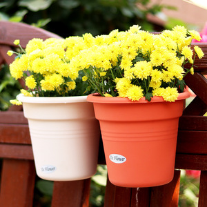 Pots de fleurs suspendus en plastique PP léger et écologique, semi-circulaires, drainage, pour <span class=keywords><strong>balcon</strong></span> mural extérieur - Product Image 4