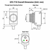 Capteur photoélectrique infrarouge à faisceau traversant CORON GF2-T10 NPN avec câble de connexion, distance de détection de 40 m, capteur de faisceau pour intérieur