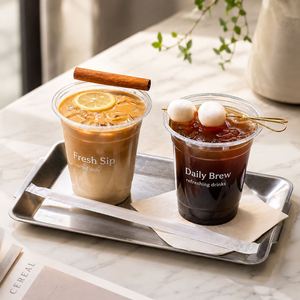 แก้วพลาสติก PET ใสแบบใช้แล้วทิ้ง พิมพ์โลโก้ได้ สำหรับกาแฟเย็น ชานม น้ำผลไม้ เครื่องดื่มเย็น บรรจุภัณฑ์เครื่องดื่มแบบนำกลับบ้าน ร้านกาแฟ รับผลิตแบบ OEM - Product Image 6