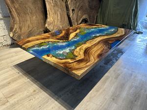 Style unique, article naturel, grande planche de bureau, 100% bois de noyer, résine époxy, bureau thème océan, table à manger en bois - Product Image 6