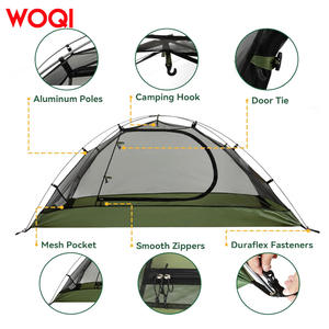 Tente de camping ultralégère imperméable Woqi pour 1 à 2 personnes, vert militaire, compacte, facile à installer, tente d'extérieur trois saisons - Product Image 5