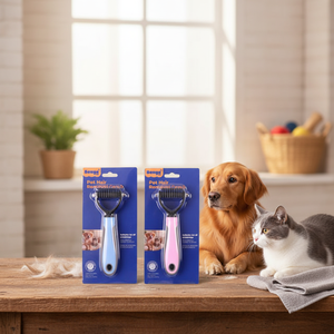 Set di pettine per la rimozione dei peli per animali domestici di dimensioni personalizzate 17x9cm in acciaio inossidabile e ABS per cani e gatti strumenti per la toelettatura - Product Image 2