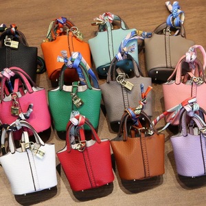 Mini Picotin Bag Charm with Silk Scarf Handle – Factory Direct Supply for Car Key & <b>Purse</b> Accessories - Product Image 1