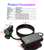Bestseller 4-in-1 Auto-Ladegerät PD 20W QC3.0 Vorder-/Rücksitz-Adapter 1,7m Verlängerungskabel OTP/OCP-Schutz für Mobiltelefon Kopfhörer