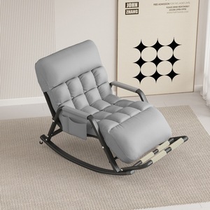 Modern Oversized Tufted Faux Leather Rocking Chair with Side Pocket Plush Padding <strong>Glider</strong> Chair for Living Room Bedroom - Product Image 3