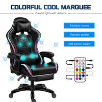 Chaise de jeu vidéo musical à massage complet Chaise d'ordinateur avec haut-parleur à lumière LED RVB Chaise de jeu ergonomique avec repose-pieds