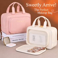Sac cosmétique en PU personnalisable grande capacité, résistant à l'eau, avec fermeture éclair, organiseur de maquillage, trousse de toilette portable pour voyage