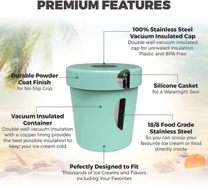 Conteneur <span class=keywords><strong>de</strong></span> stockage pour crème glacée <span class=keywords><strong>de</strong></span> 16 oz en acier inoxydable à double paroi isolé sous vide - Product Image 6