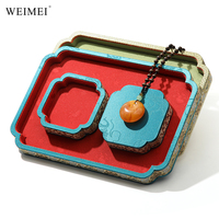 WEIMEI Prix d'usine, logo personnalisé, vente en gros, ensemble de présentoirs de luxe pour bijoux et bracelets, en brocart oriental à bord festonné, de style traditionnel