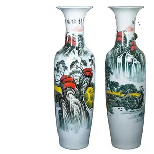 Jingdezhen famille rose good luck large decorative corridor vase ceramic floor flower vases for weddings centerpiece