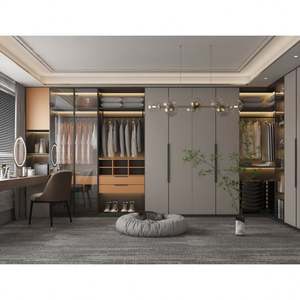 Armoires de chambre à coucher de luxe pour la maison et l'hôtel, sur mesure, prix d'usine, en bois, modernes, avec portes en verre, dressing - Product Image 2